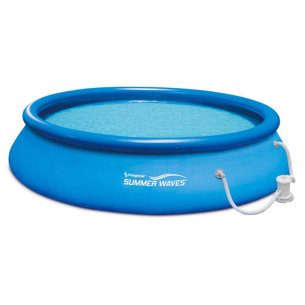 Summer Waves P1001536A-SW 15 ft. x 36 in. D Round Quick Set Inflatable Above Ground Pool with Filter Pump