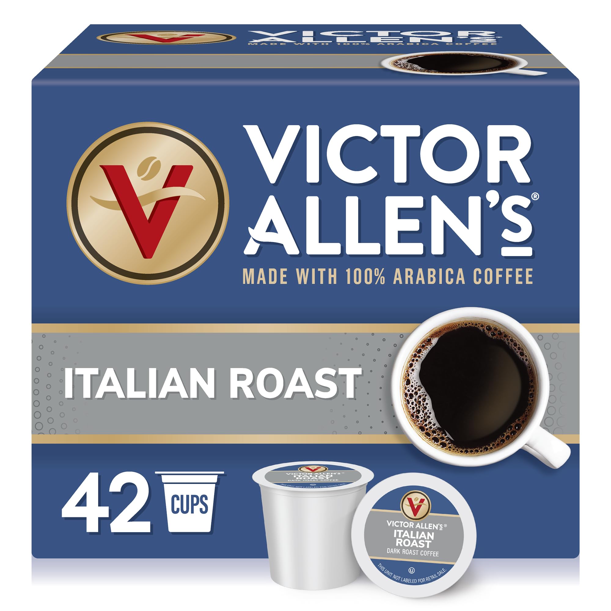 Victor Allen-s Coffee Italian Roast. Dark Roast. 42 Count Single Serve Coffee Pods for Keurig K-Cup Brewers