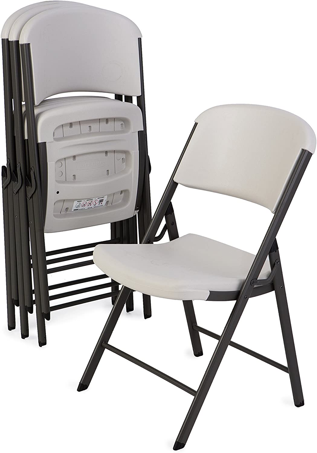 LIFETIME Commercial Grade Folding Chairs. 4 Pack. Almond on Grey (‎42803)