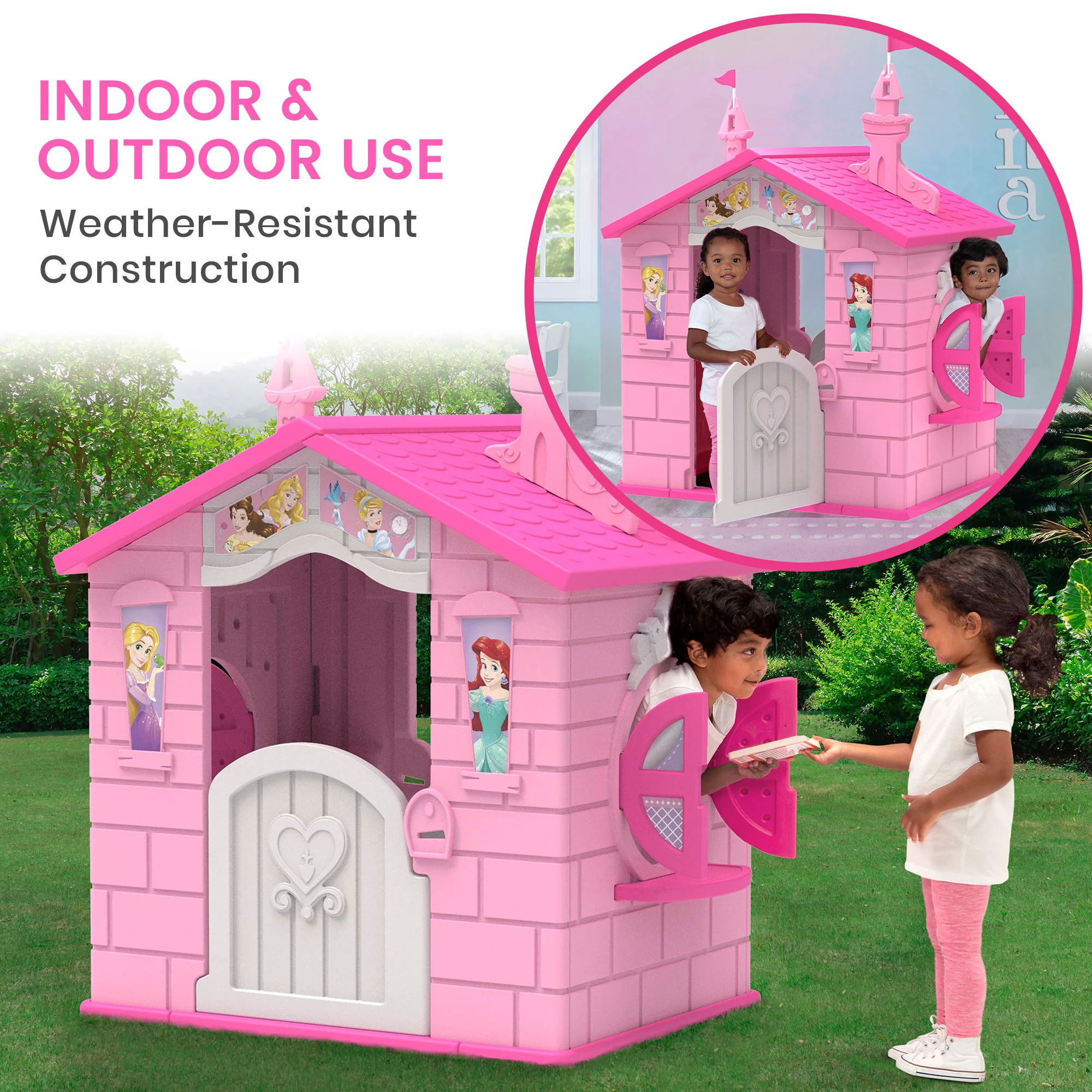 Disney Princess Plastic Indoor.Outdoor Playhouse with Easy Assembly