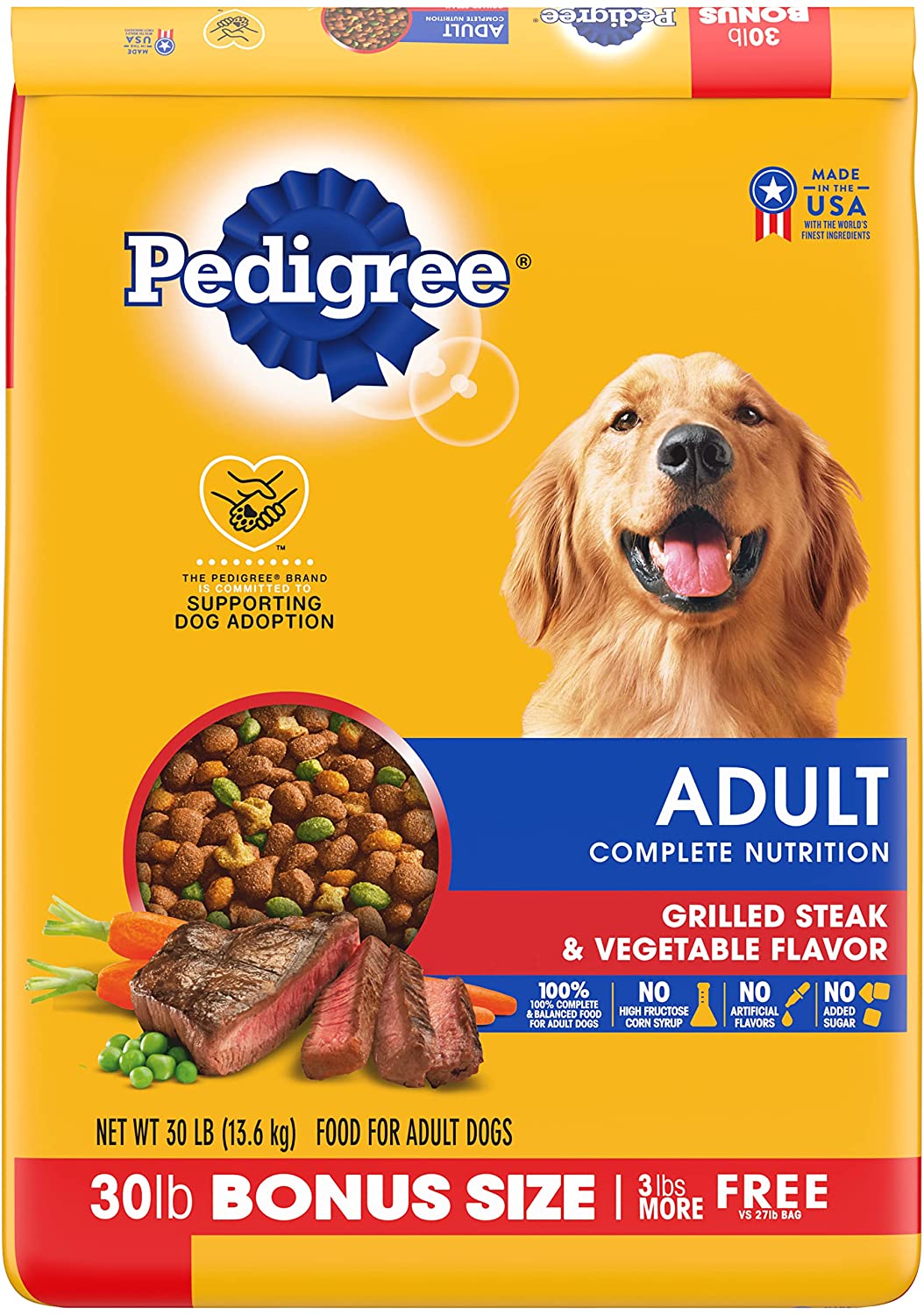 Pedigree Adult Dry Dog Food. Steak & Vegetable. 33 lb.