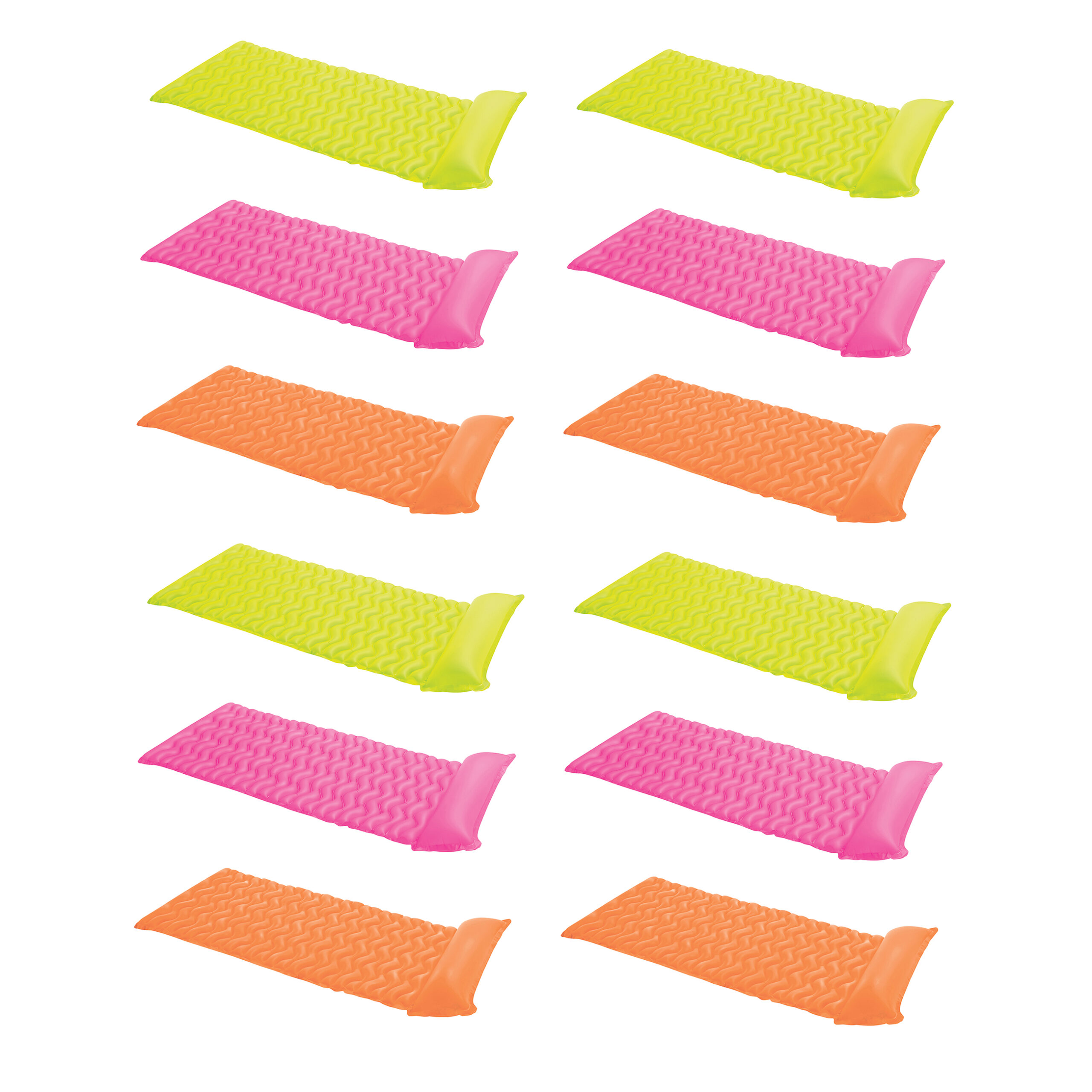 Intex Tote ‘N Float Wave Mat Floating Pool Lounger with Headrest (12 Pack)