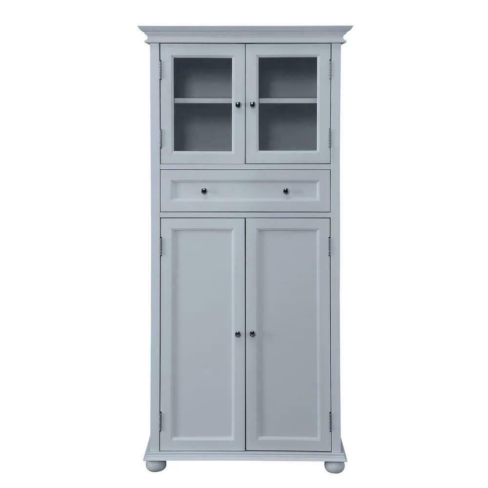 Home Decorators Collection Hampton Harbor 25 in. W 4-Door Tall Cabinet in Dove Grey