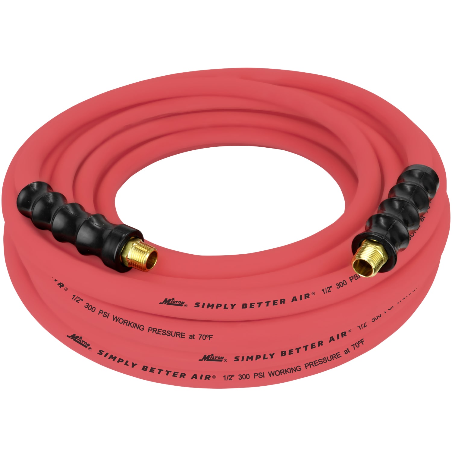 Milton ULR 1/2″ ID x 50′ (3/8″ MNPT) Ultra Lightweight Rubber Hose. Robust. Durable Air Hose for Extreme Environments