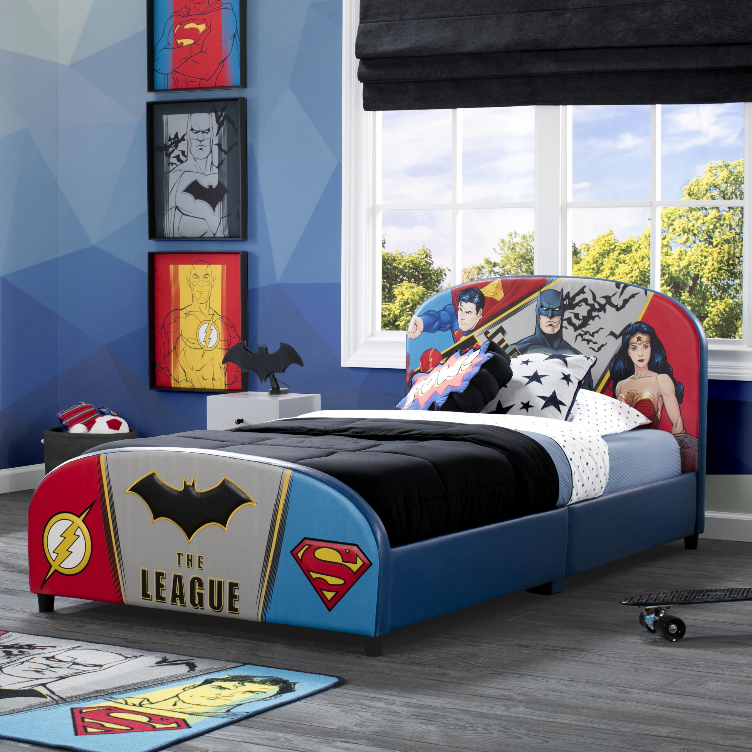 Delta Children DC Comics Justice League Upholstered Bed. Twin. Blue