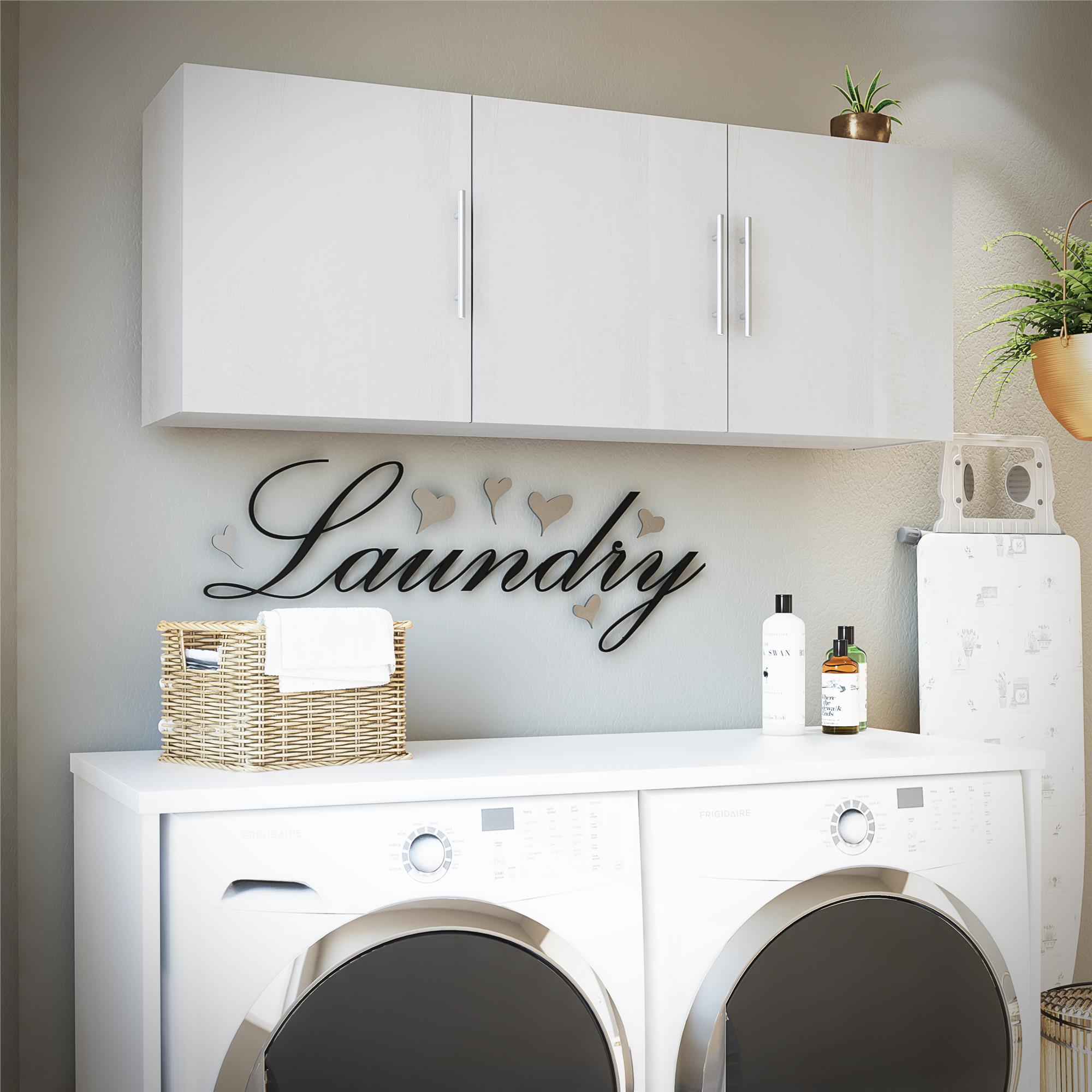 Ameriwood Home Camberly 54-in W x 20.31-in H Wood Composite Ivory Oak/Magnolia Oak Wall-mount Utility Storage Cabinet