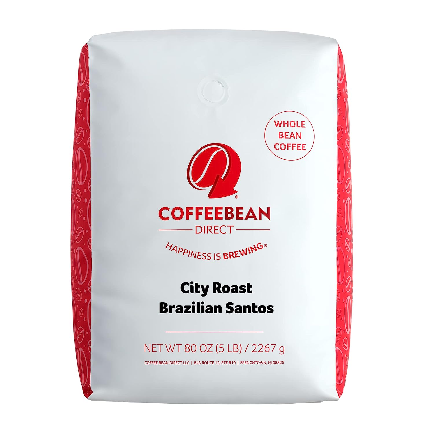 Coffee Bean Direct City Roast Brazilian Santos. Whole Bean Coffee. 5-Pound Bag