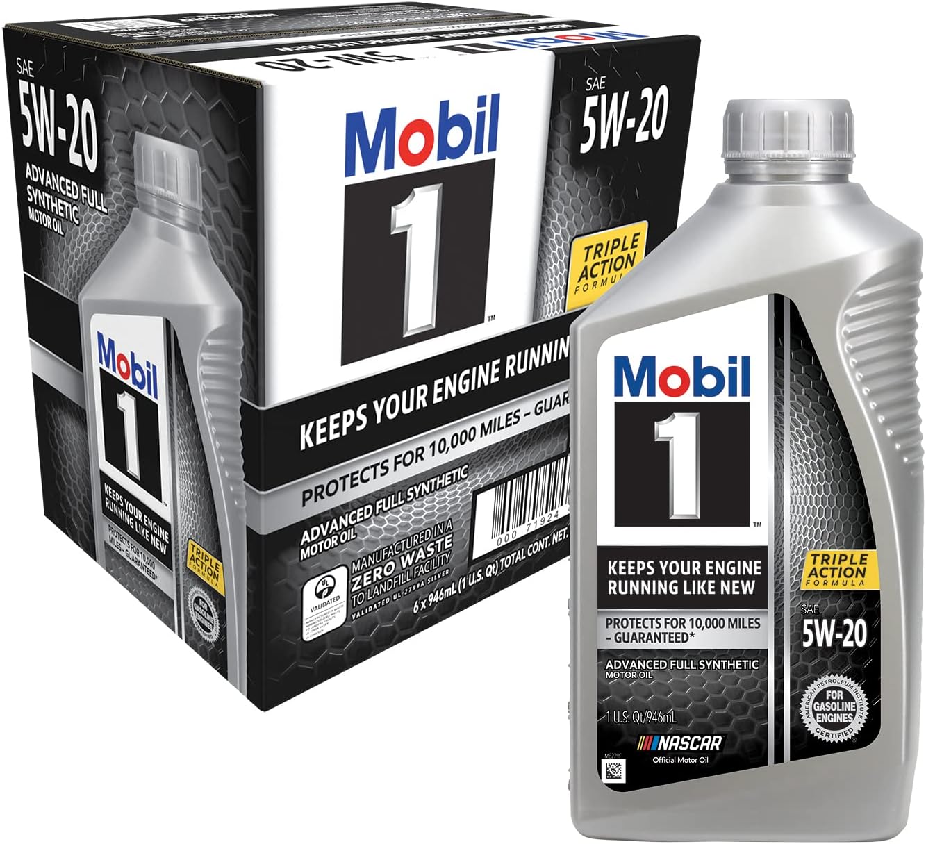 Mobil 1 Advanced Full Synthetic Motor Oil 5W-20. 6-Pack of 1 quarts