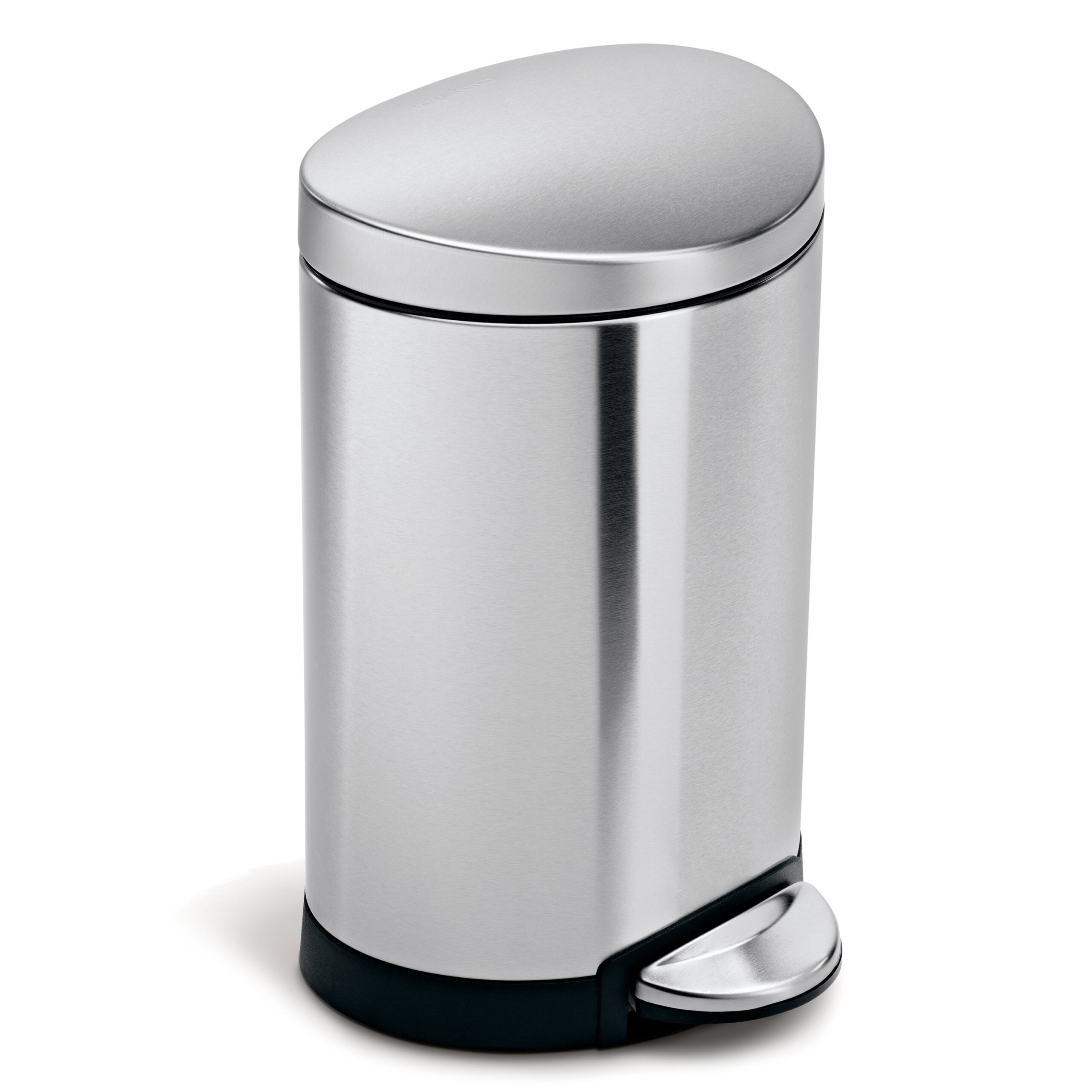 simplehuman 6 Liter / 1.6 Gallon Semi-Round Step Can. Brushed Stainless Steel