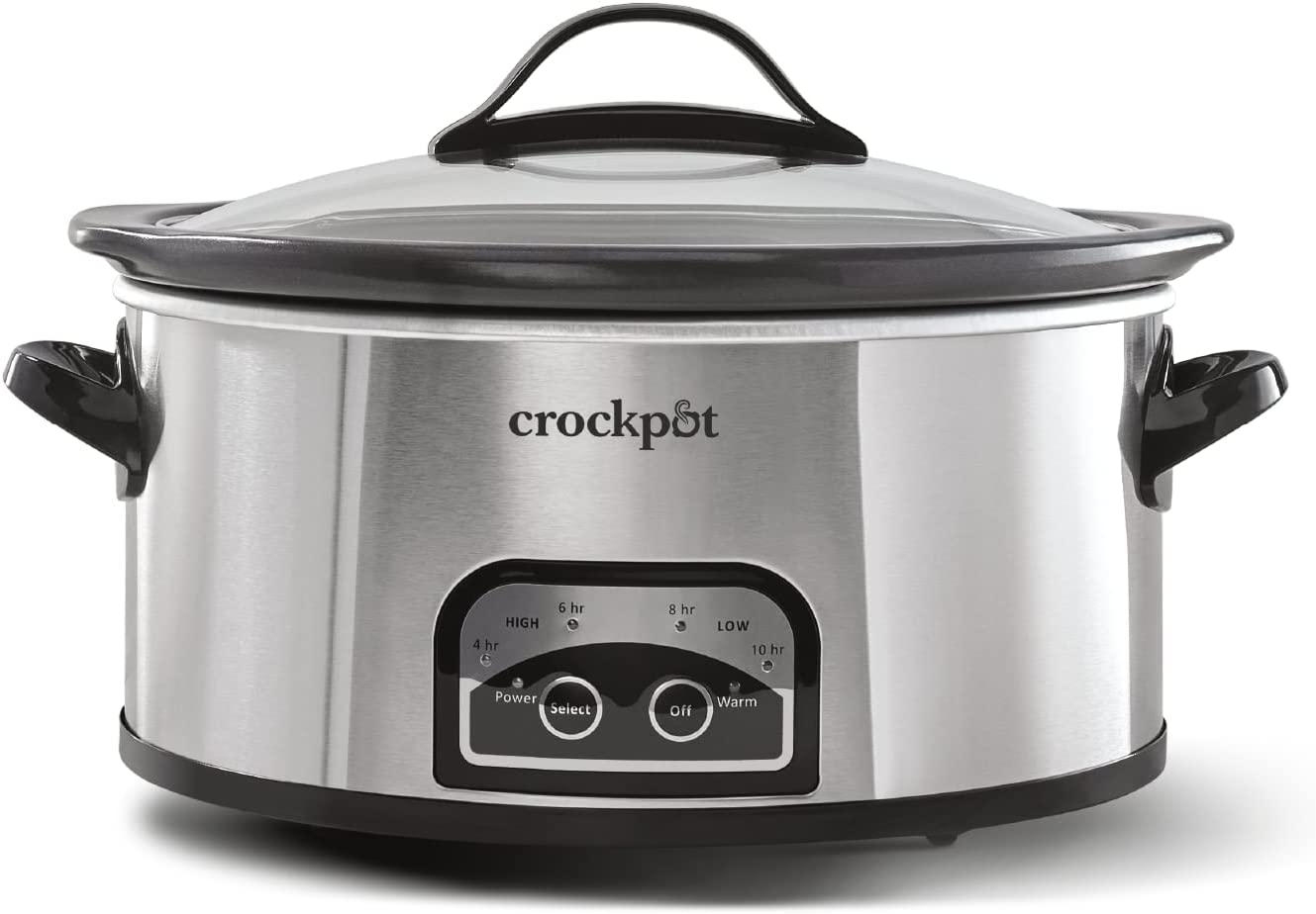 Crock-Pot 6 Quart Slow Cooker with Auto Warm Setting and Programmable Controls. Stainless Steel