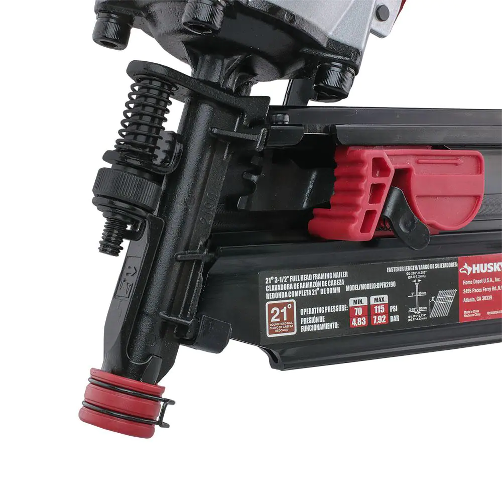 Husky 1002468204 Pneumatic 21-Degree 3-1/2 in. Full Round Head Framing Nailer