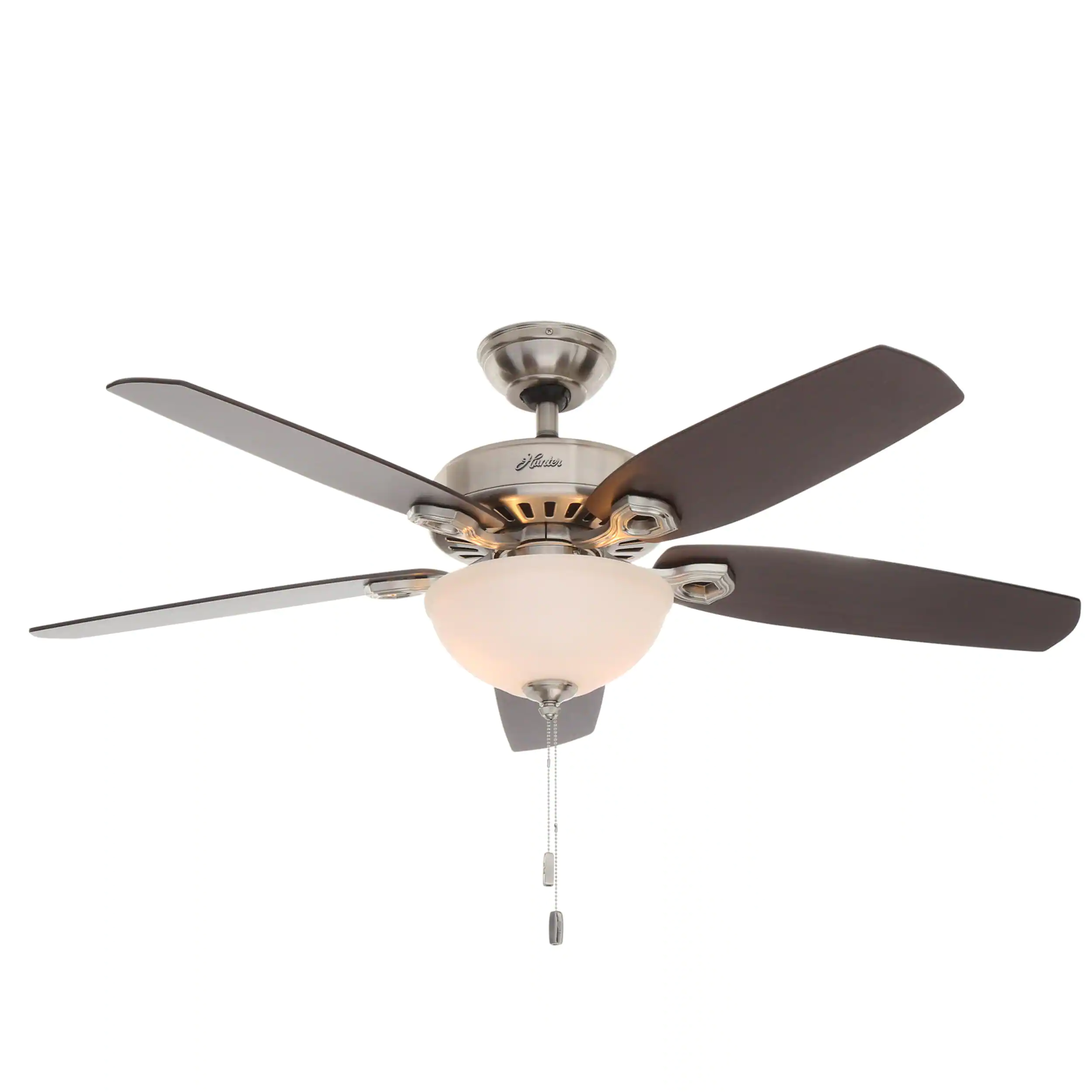 Hunter 53090 Builder Deluxe 52 in. Indoor Brushed Nickel Ceiling Fan with Light Kit