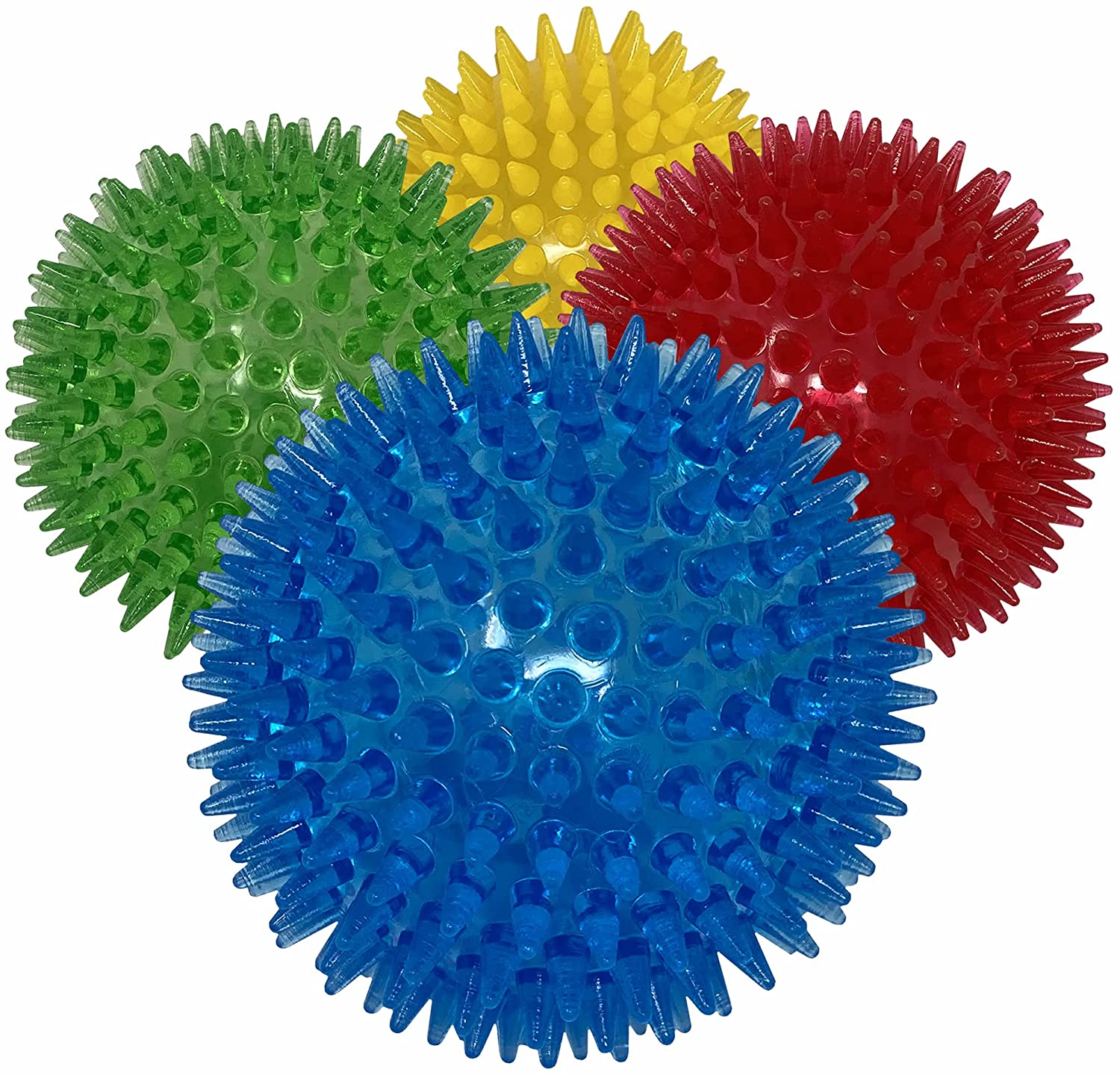 Dipperdap 4-Pack Squeaky Dog Toys 3.5 Spikey Dog Balls