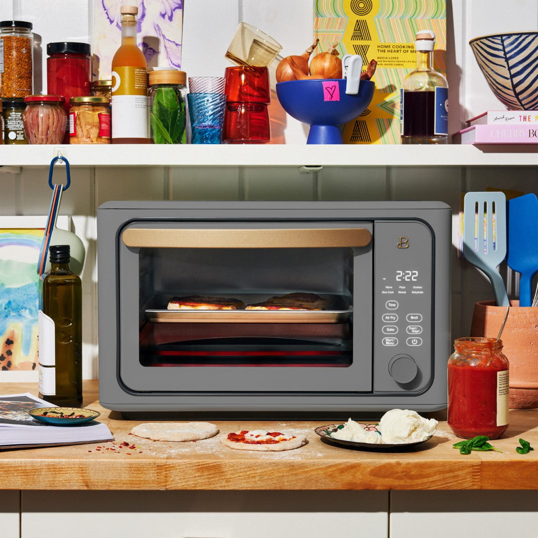 Beautiful 6 Slice Touchscreen Air Fryer Toaster Oven. Oyster Grey by Drew Barrymore