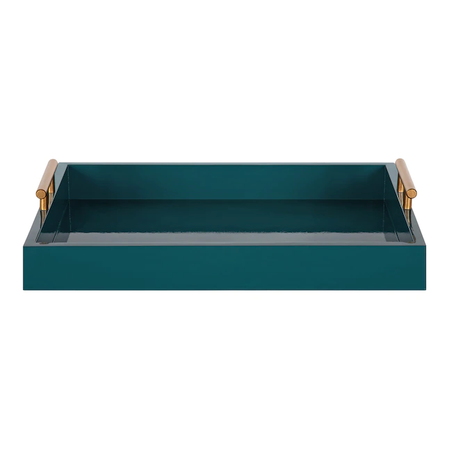 Kate and Laurel  12.25-in x 16.5-in Teal Decorative Tray