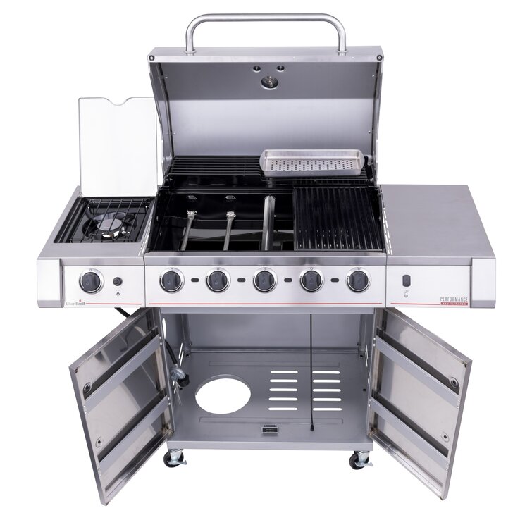 Char-Broil 5 - Burner Liquid Propane Infrared 38000 BTU Gas Grill with Side Burner and Cabinet