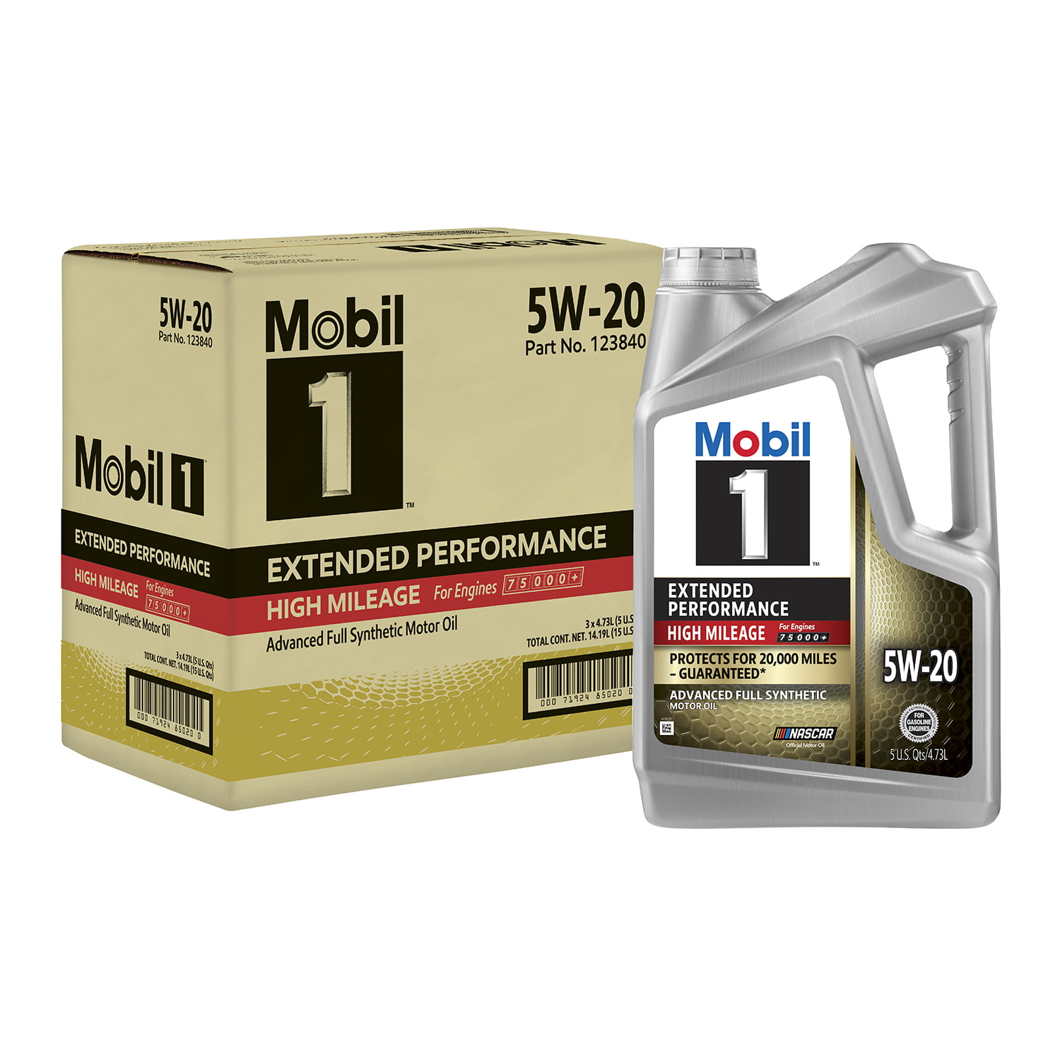 Mobil 1 Extended Performance High Mileage Full Synthetic Motor Oil 5W-20. 5 qt (3 Pack)