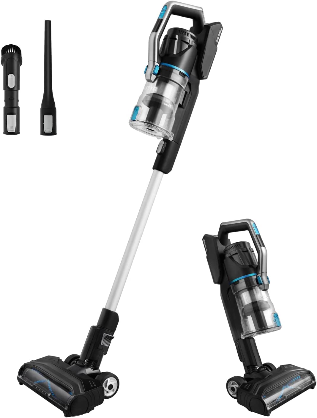 Eureka NEC480 Lightweight Cordless Vacuum Cleaner. High Efficiency Powerful Motor LED Headlights. Convenient Stick and Handheld Vac. Black