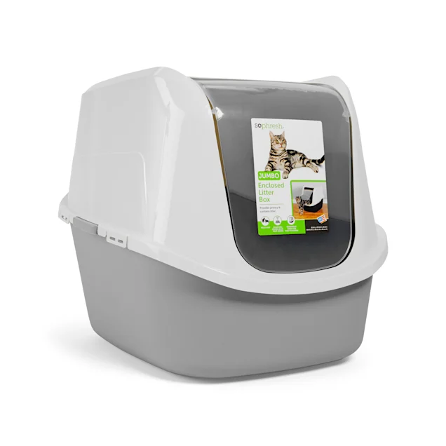 So Phresh Grey Jumbo Enclosed Cat Litter Box. 23″ L X 19″ W X 19″ H