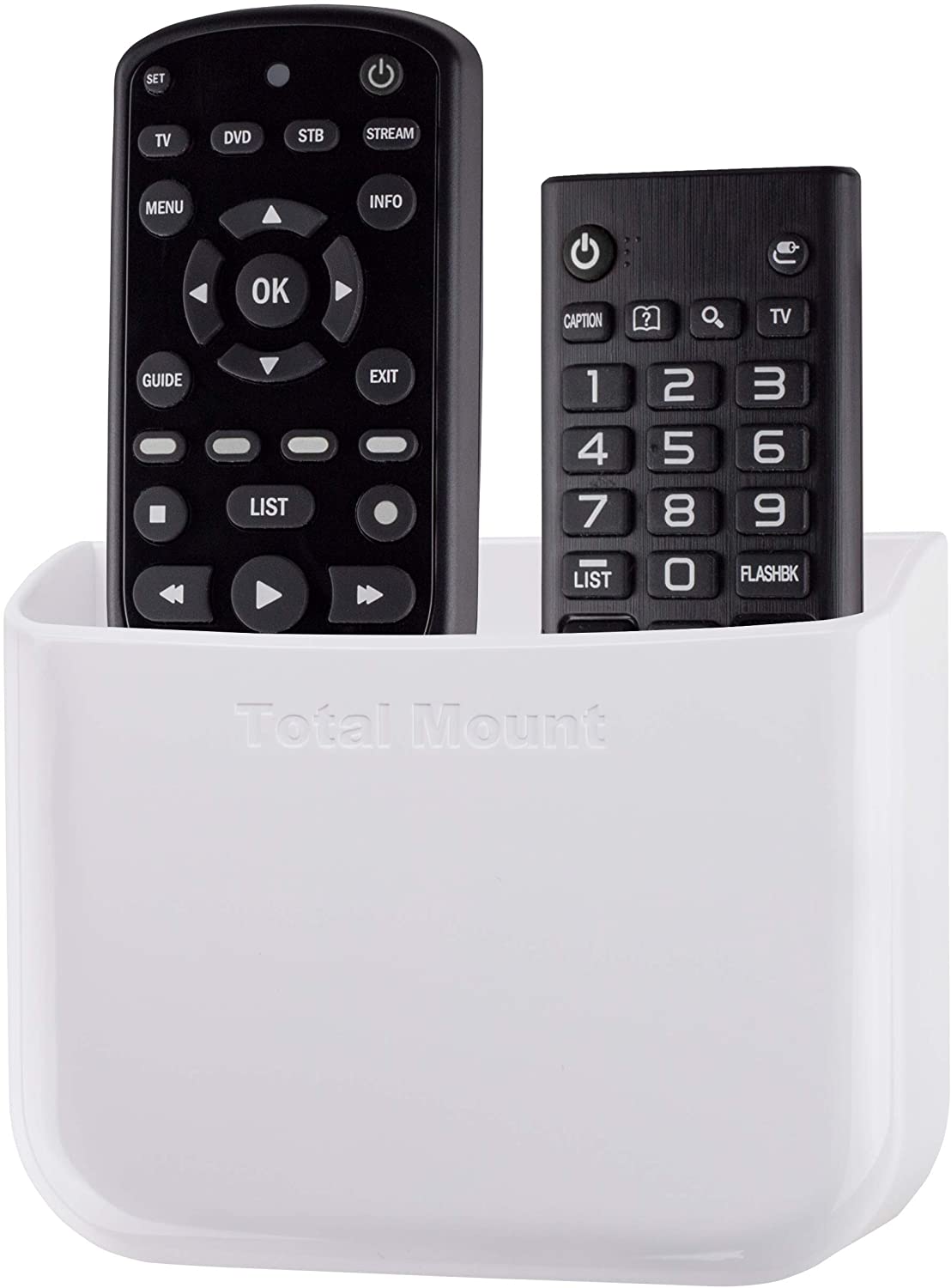 TotalMount Hole-Free Remote Holder. Black/White