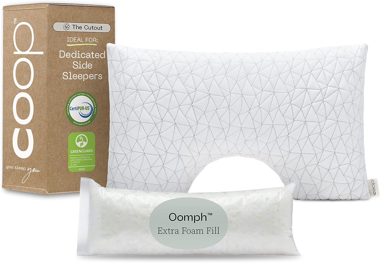 Coop Home Goods Cut-Out Side Sleeper Pillow - Notch Memory Foam Pillow. Cervical Pillow for Side Sleepers. Neck Pillows for Pain Relief Sleeping. Ergonomic Pillow. Bed Pillow for Sleeping (King Size)