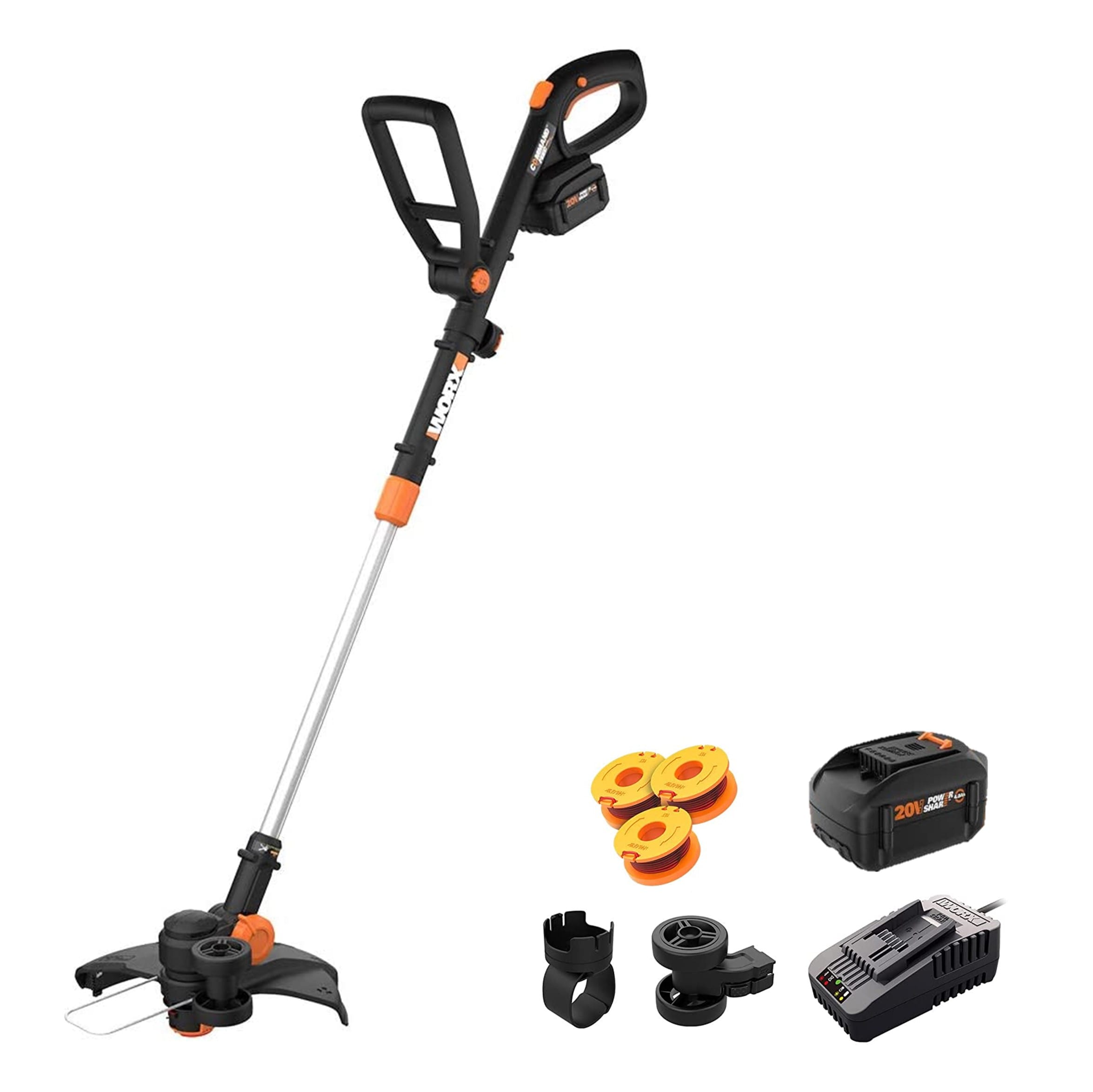 WORX Weed Wacker POWER SHARE 4Ah 20-volt 12-in Telescopic Battery String Trimmer with Edger Conversion Capable 4 Ah (Battery and Charger Included)