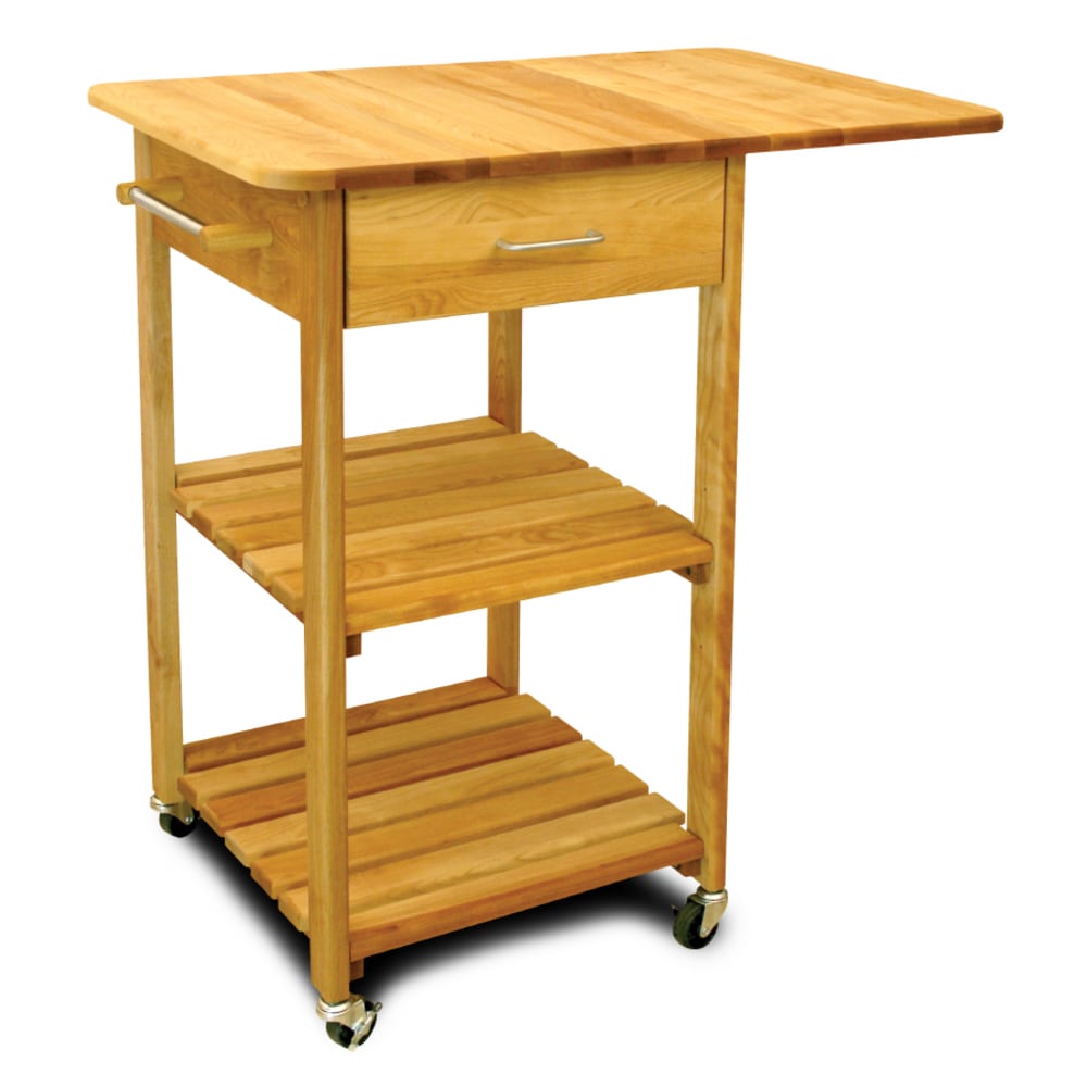 Catskill Craftsmen Brown Wood Base with Birch Butcher Block Top Rolling Kitchen Cart (32.75-in x 30-in x 35.5-in)