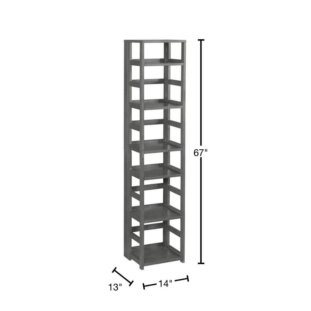 Regency  Nemus 67 in. Grey 6-Shelf High Square Folding Standard Bookcase