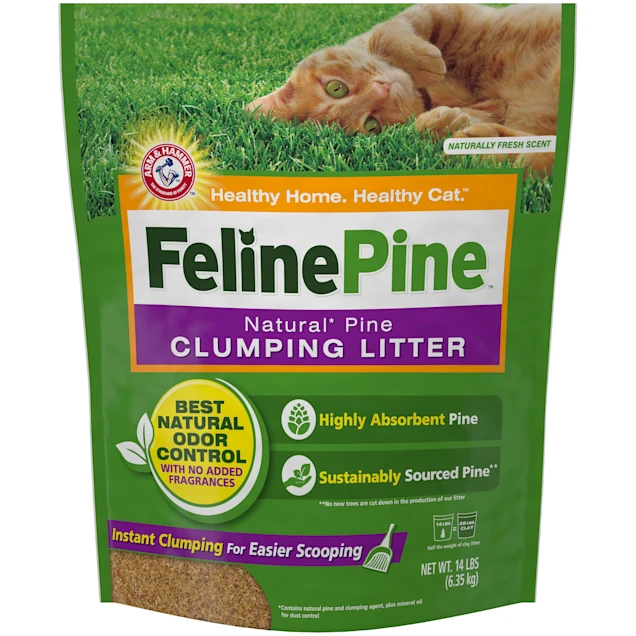 Feline Pine Natural Clumping Wood Cat Litter. 14 lbs.