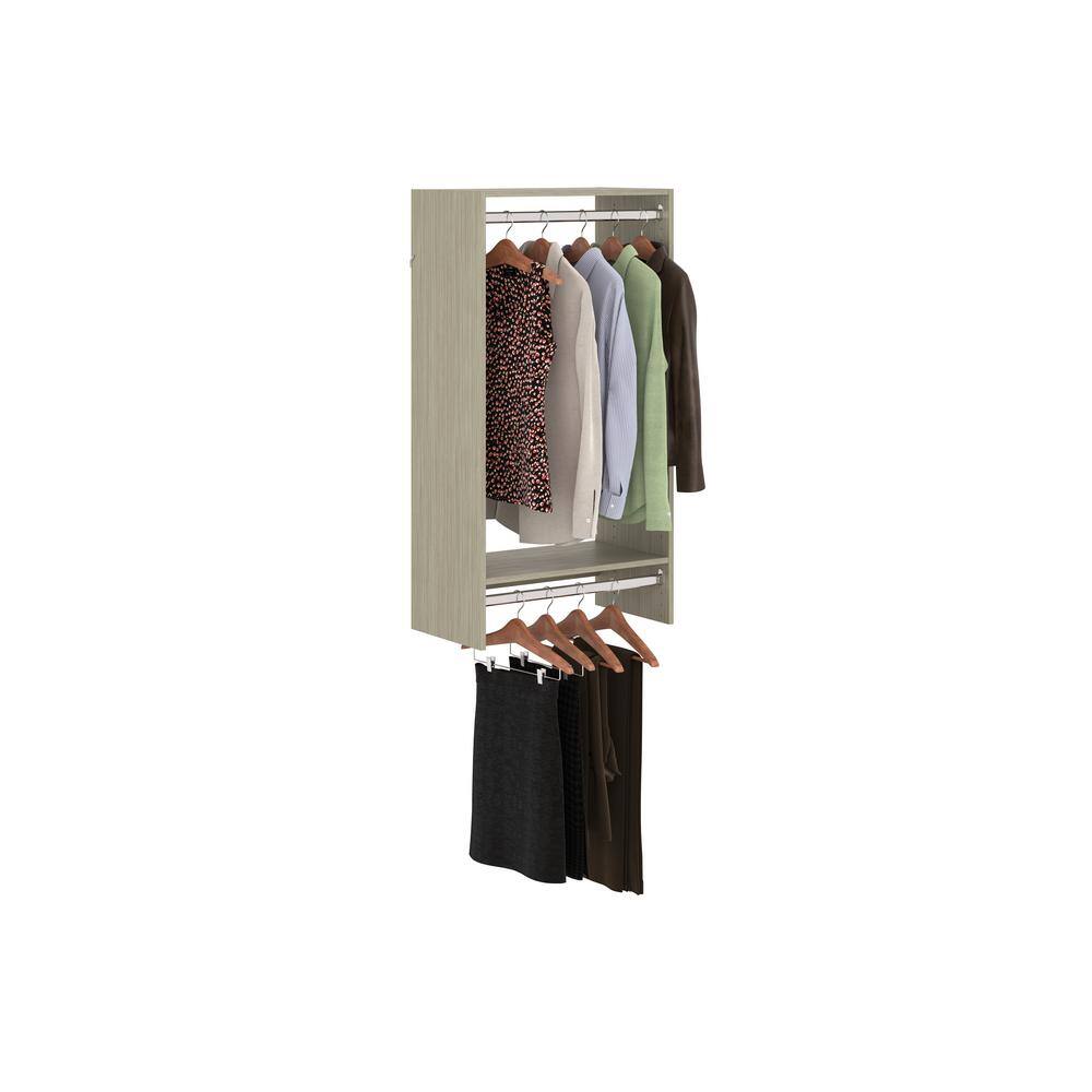 Closet Evolution GR36 Double Hang 25 in. W Rustic Grey Wood Closet Tower