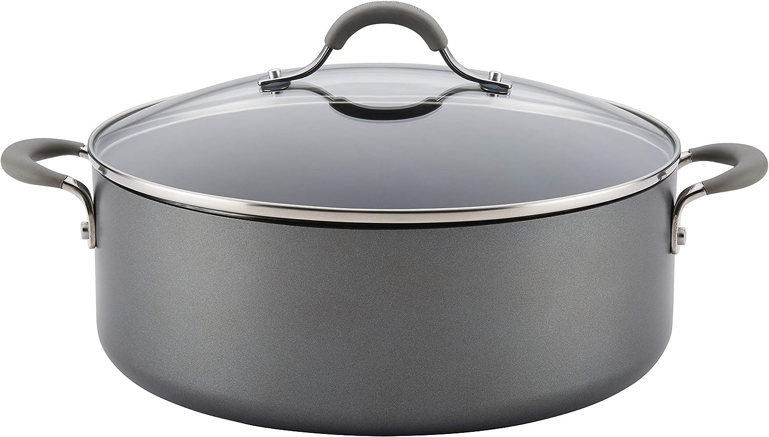 Circulon 84569 Elementum Hard Anodized Nonstick Stock Pot / Stockpot with Lid - 7.5 Quart. Gray