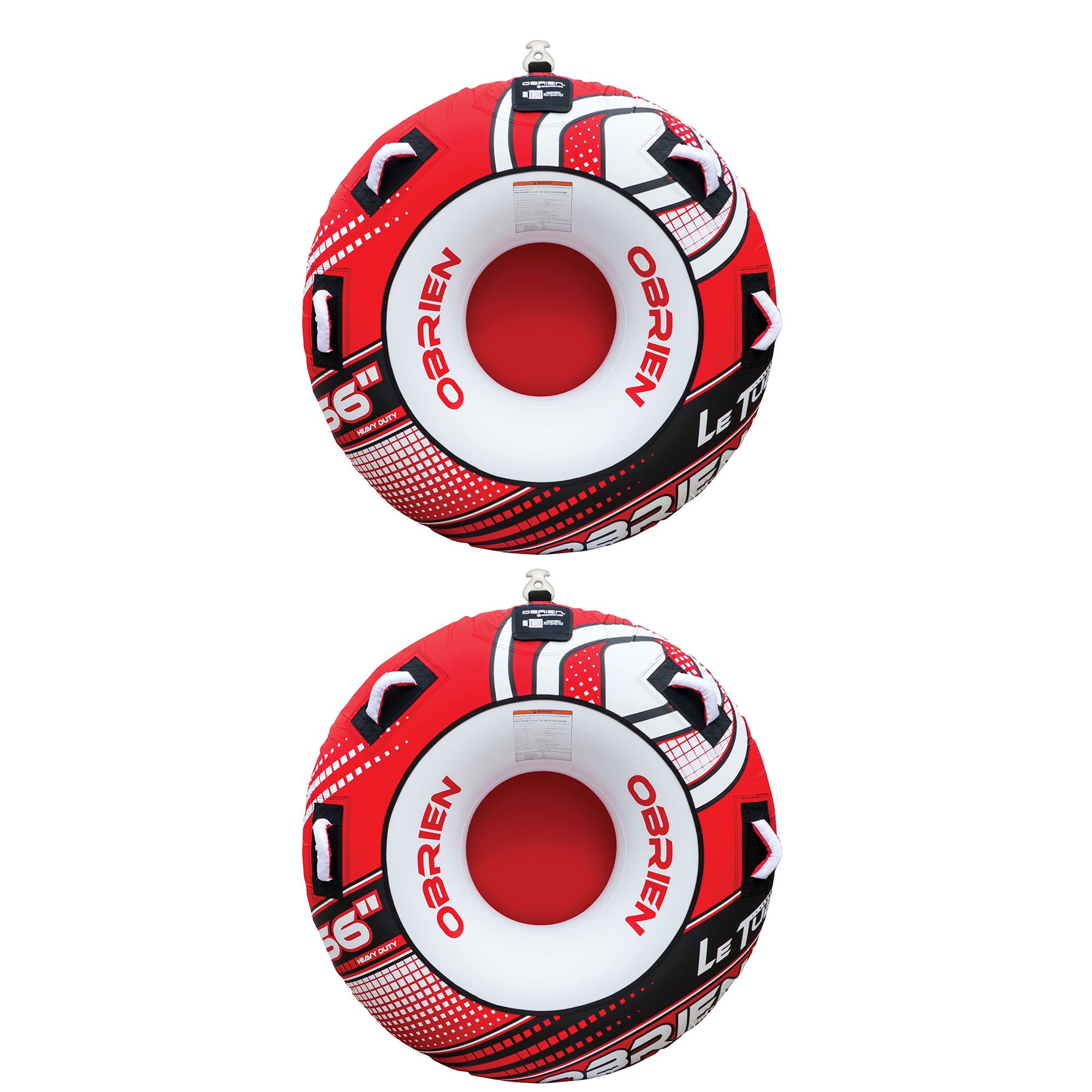 OBrien 66″ Heavy Duty One Rider Towable Lake Tube w/ Tow Line Connector (2 Pack)