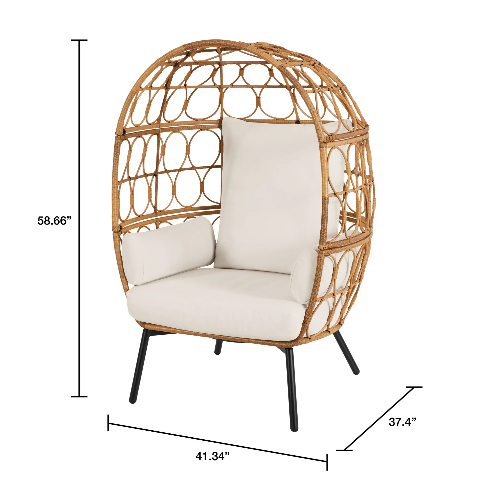 Better Homes & Gardens Willow Sage Steel Wicker Outdoor Egg Chair. Brown