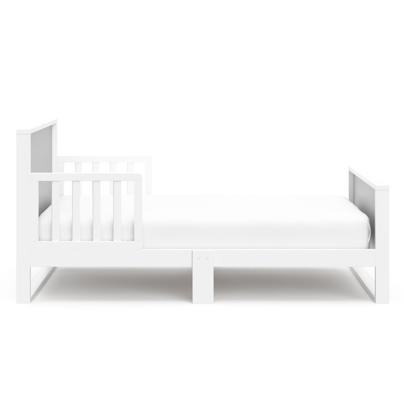 Storkcraft Slumber Toddler Bed with Guardrails White with Pebble Gray