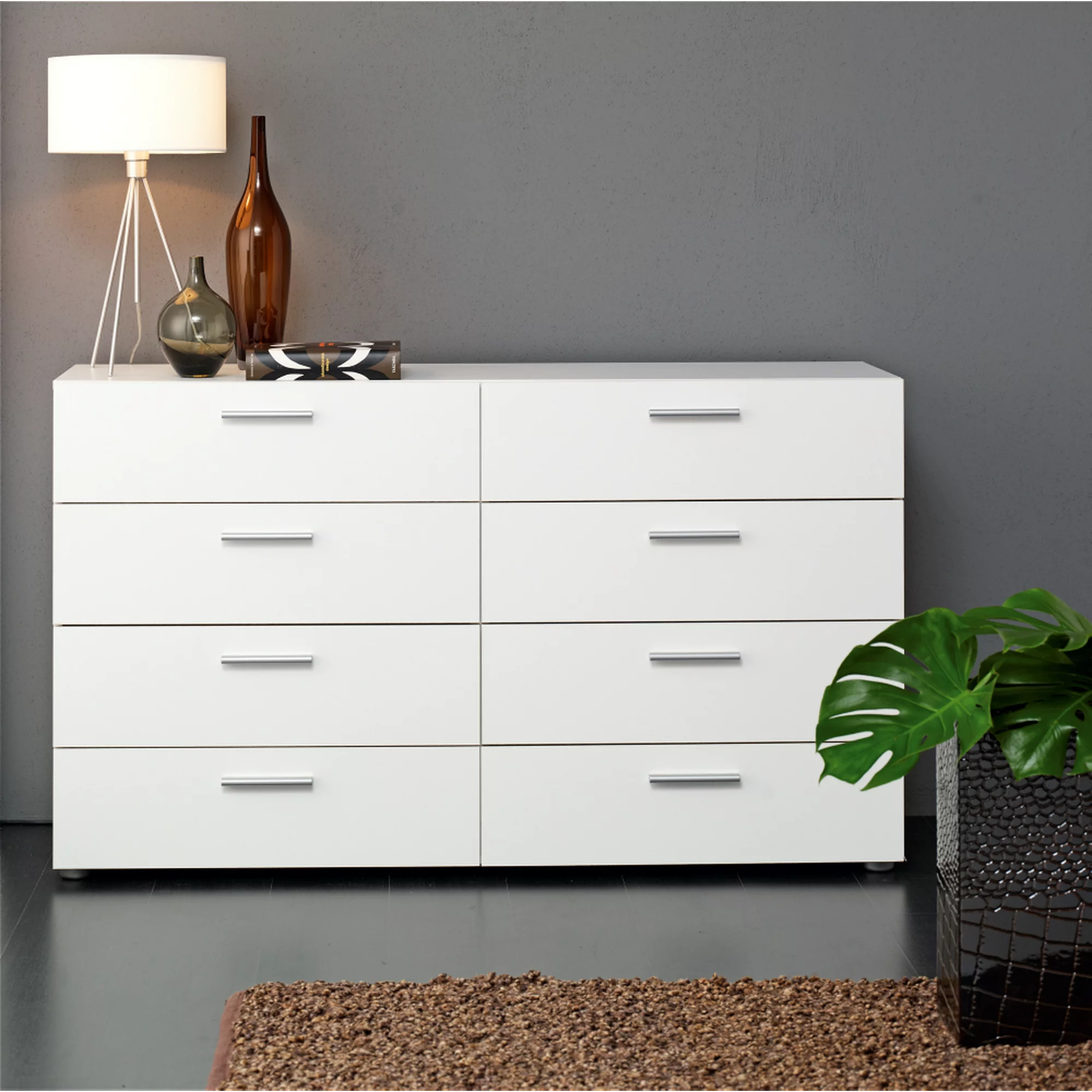 Tvilum Loft 8 Drawer Double Dresser . White