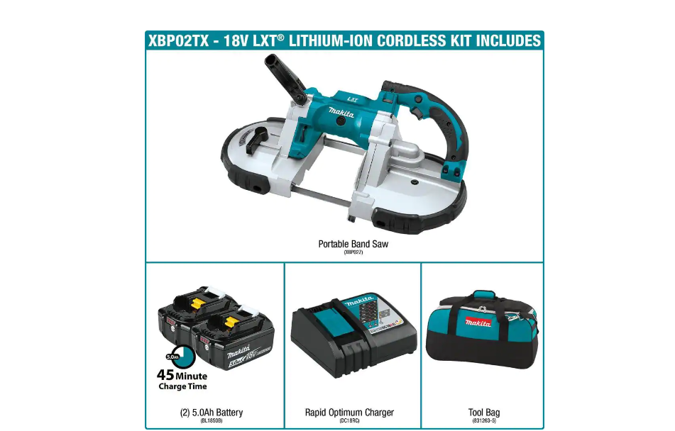 Makita XBP02TX 18-Volt LXT 5.0Ah Lithium-Ion Cordless Portable Band Saw Kit