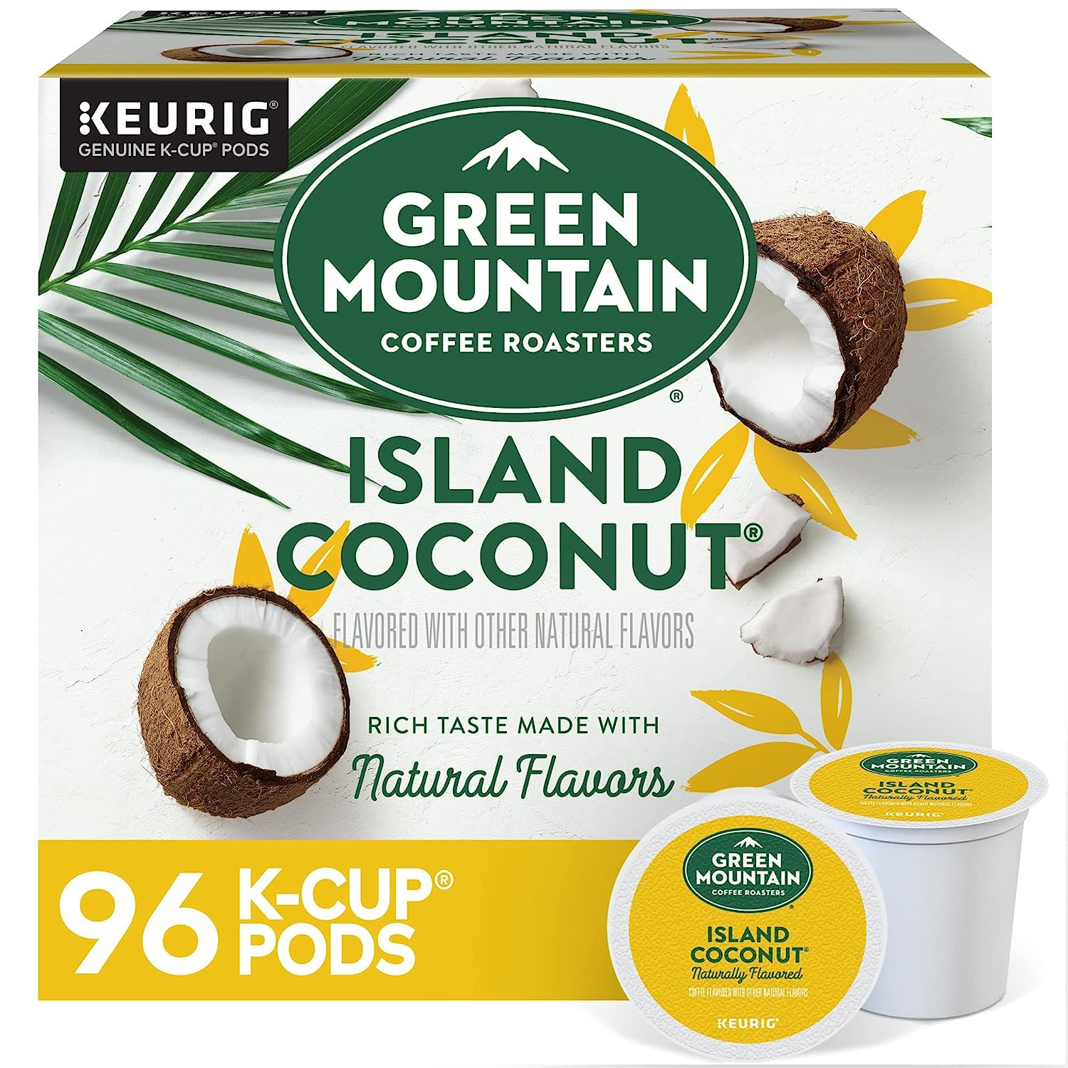 Green Mountain Coffee Roasters Island Coconut. Single-Serve Keurig K-Cup Pods. Flavored Light Roast Coffee. 24 Count (Pack of 4)