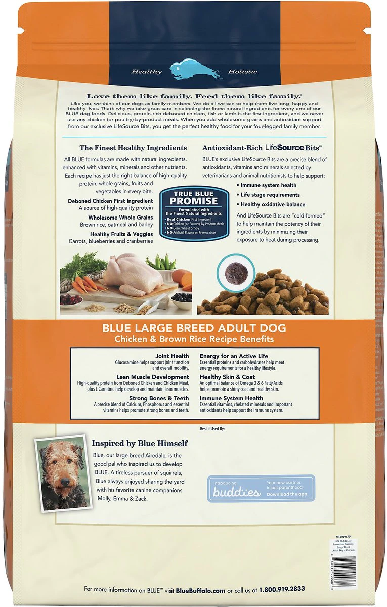 Blue Buffalo Life Protection Formula Large Breed Adult Chicken & Brown Rice Recipe Dry Dog Food -  30-lb bag