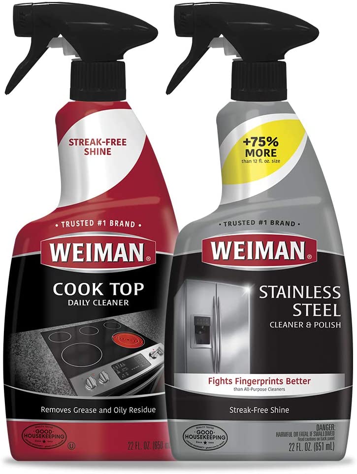 Weiman Cooktop Cleaner & Stainless Steel Cleaner - 22 Oz - Kitchen Cleaning Kit