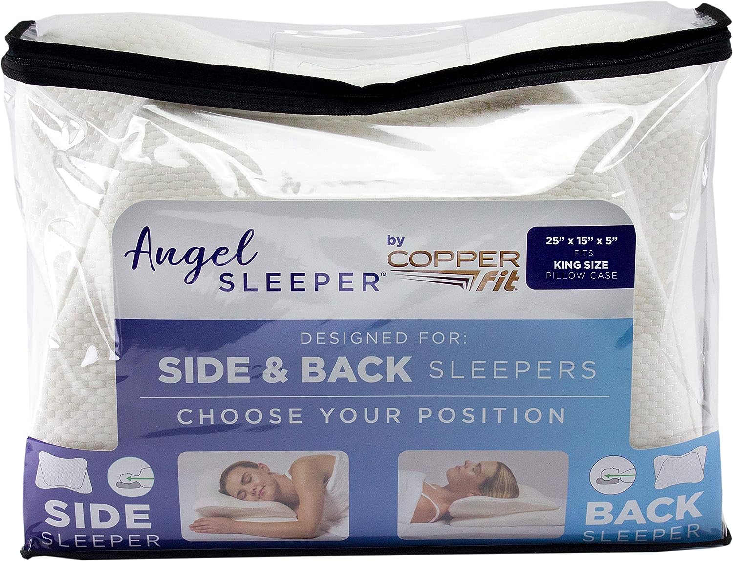 Copper Fit Angel. Ultimate Memory Foam Pillow for Side and Back Sleepers Wearable Blanket. King (Pack of 1). White