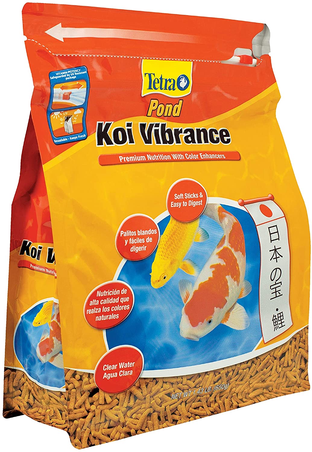 Tetra Pond Koi Vibrance Color Enhancing Sticks Koi & Goldfish Food. 1.43-pound