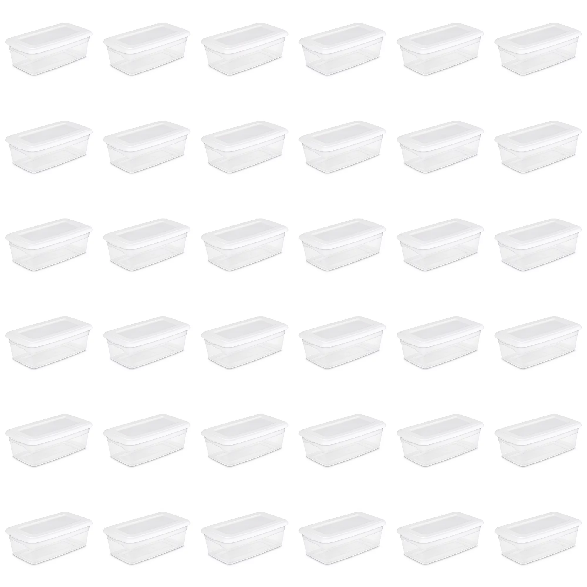 Sterilite 6 Qt. Storage Box Plastic. White. Set of 36