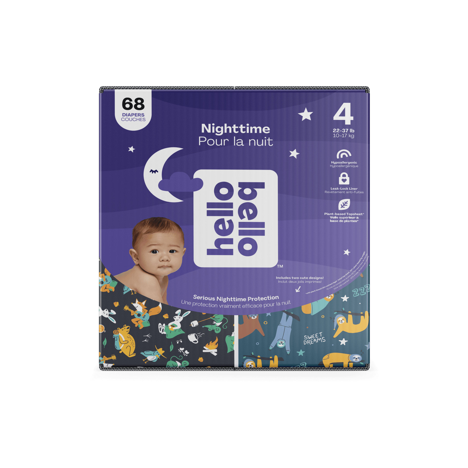 Hello Bello Premium Gender Neutral Overnight Baby Diapers 68 Count