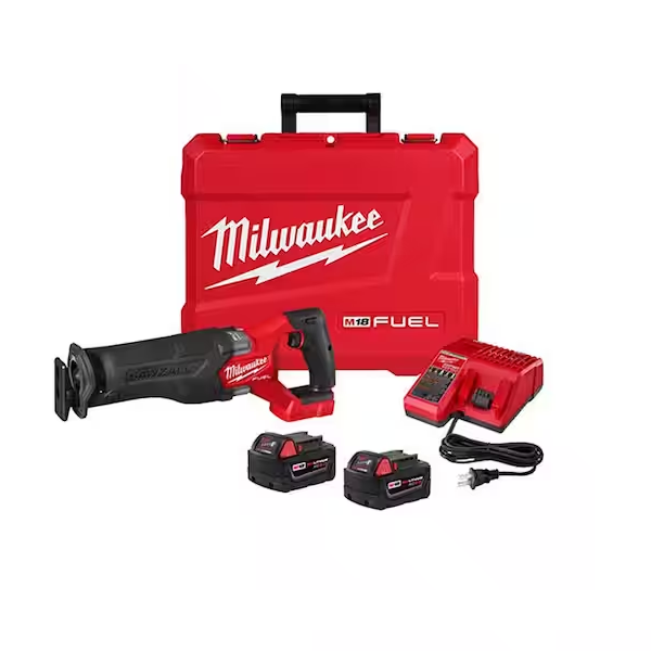 Milwaukee 2821-22 M18 FUEL 18V Lithium-Ion Brushless Cordless SAWZALL Reciprocating Saw Kit w/Two 5.0 Ah Batteries Charger & Hard Case