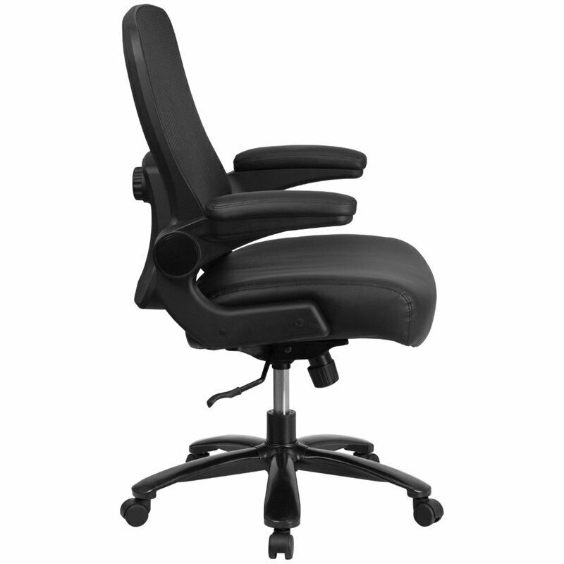 Flash Furniture BT20180LEA HERCULES Series Big & Tall 500 lb. Rated Black Mesh/LeatherSoft Executive Ergonomic Office Chair with Adjustable Lumbar