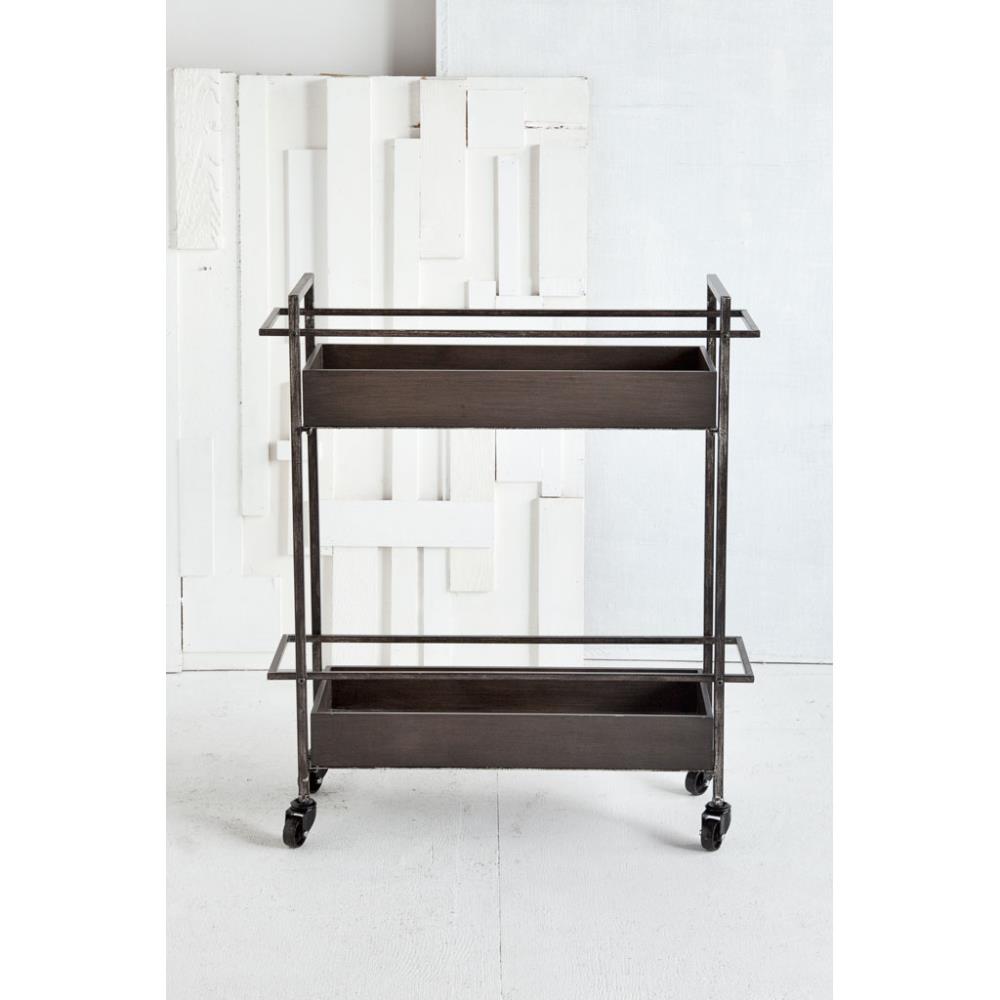 Mercana Gray Metal Base with Cast Aluminum Top Rolling Kitchen Cart (10-in x 32-in x 35-in)