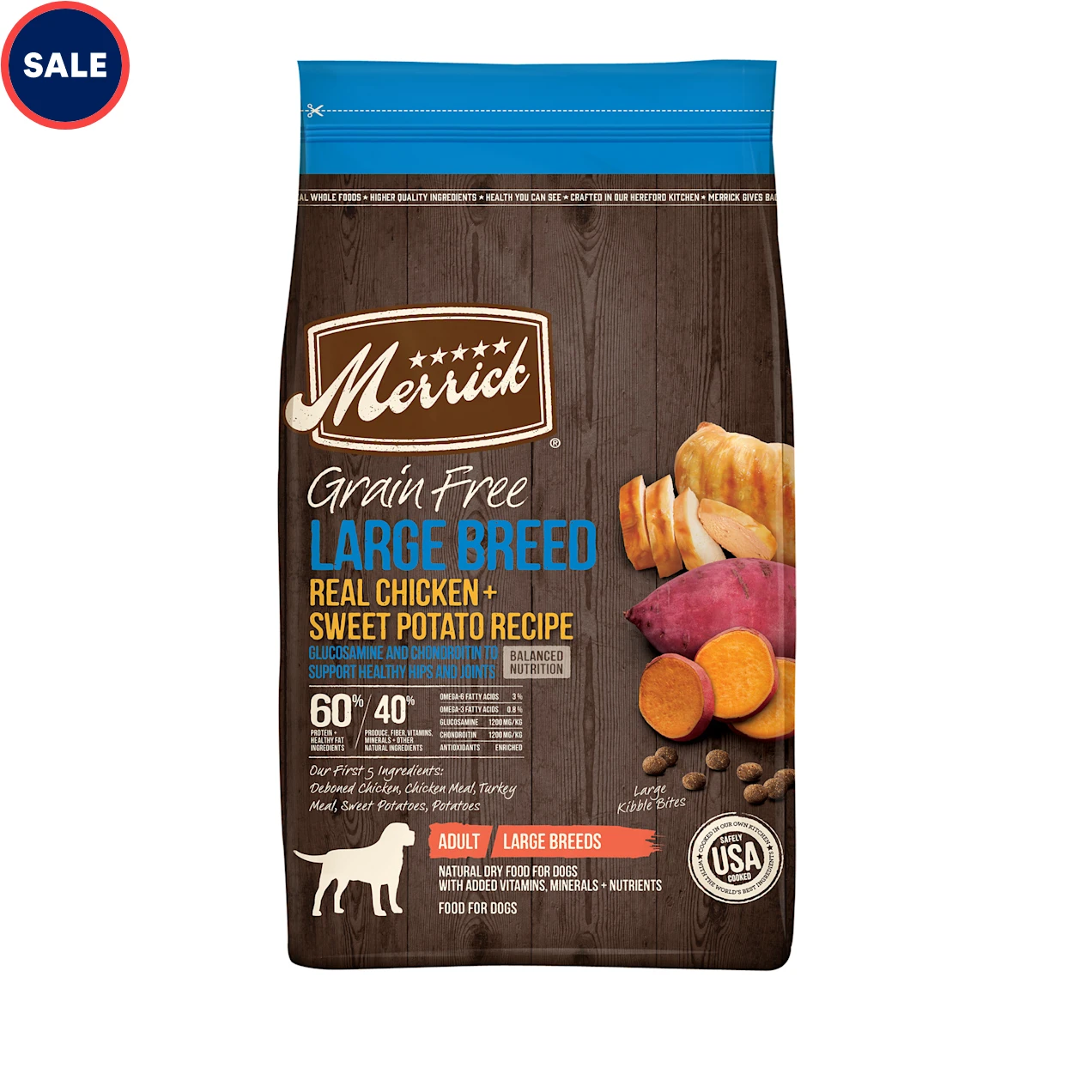 Merrick Grain Free Real Chicken & Sweet Potato Recipe Large Breed Dry Dog Food. 22 lbs.