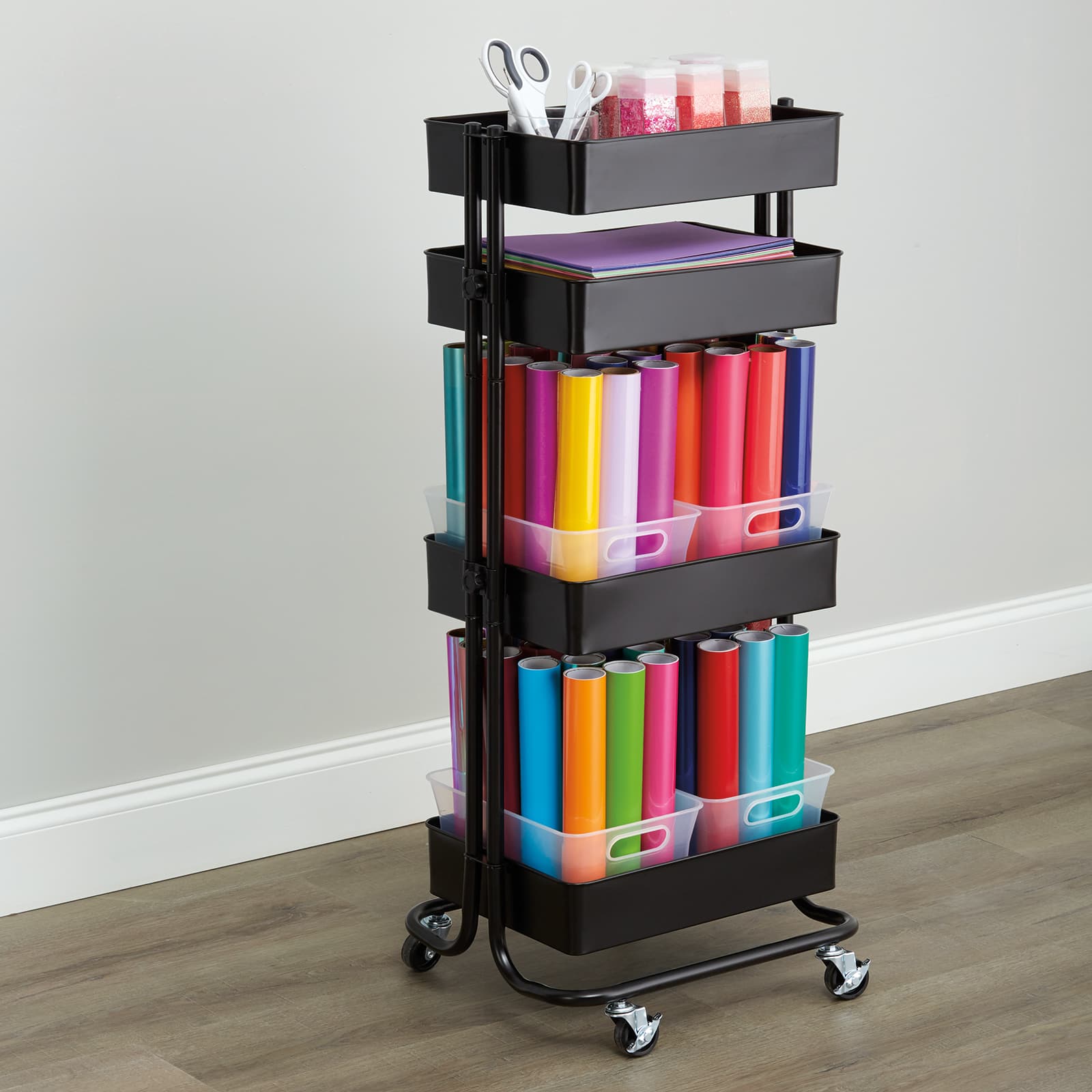 Simply Tidy Black Lexington 4-Tier Rolling Cart