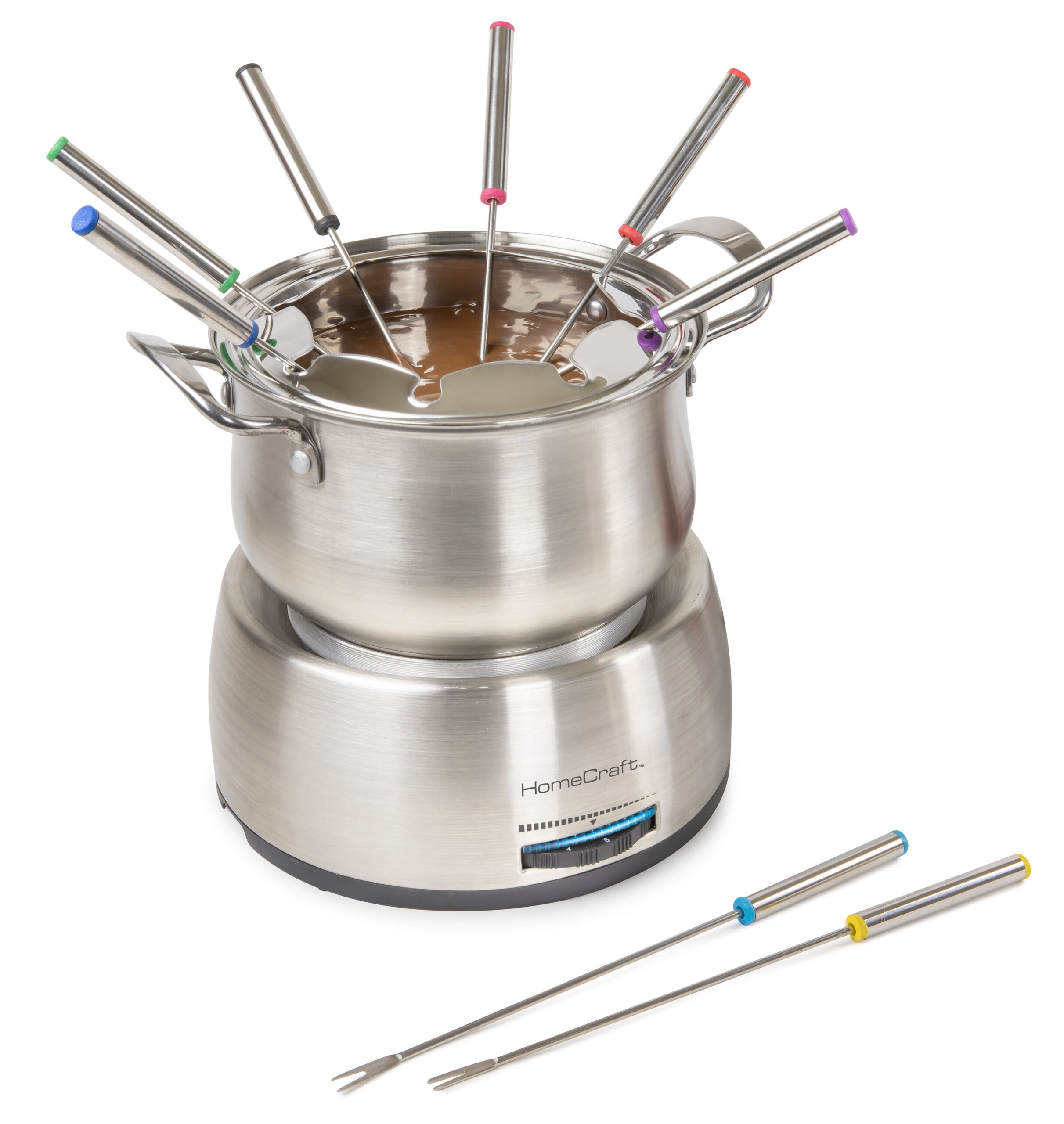 HomeCraft 8-Cup Stainless Steel Electric Chocolate Fondue Set