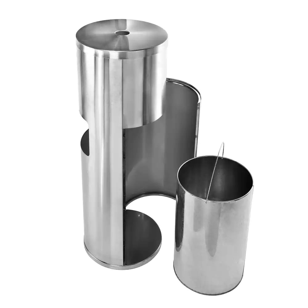 Stainless Steel Gym Disinfecting Wipes Dispenser with 7 Gal. Built-in Trash Can